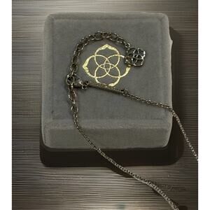 Kendra Scott Rhodium Plate Opaque Black Glass Elisa Necklace & Tessa Studs Set